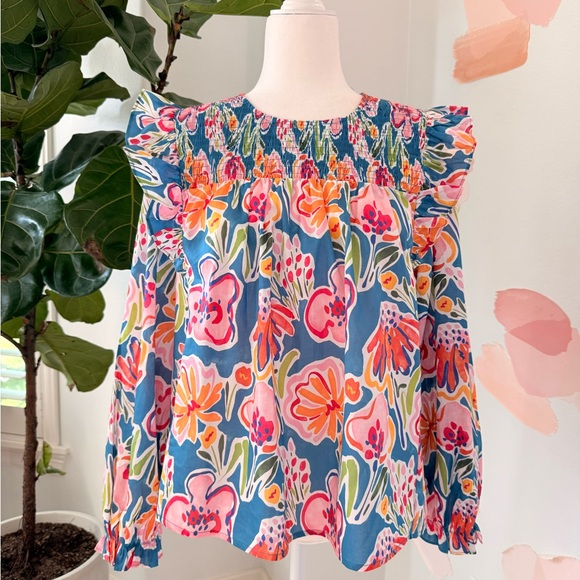 Floral Smocked Women's Top - Multicolor - Picture 1 of 3